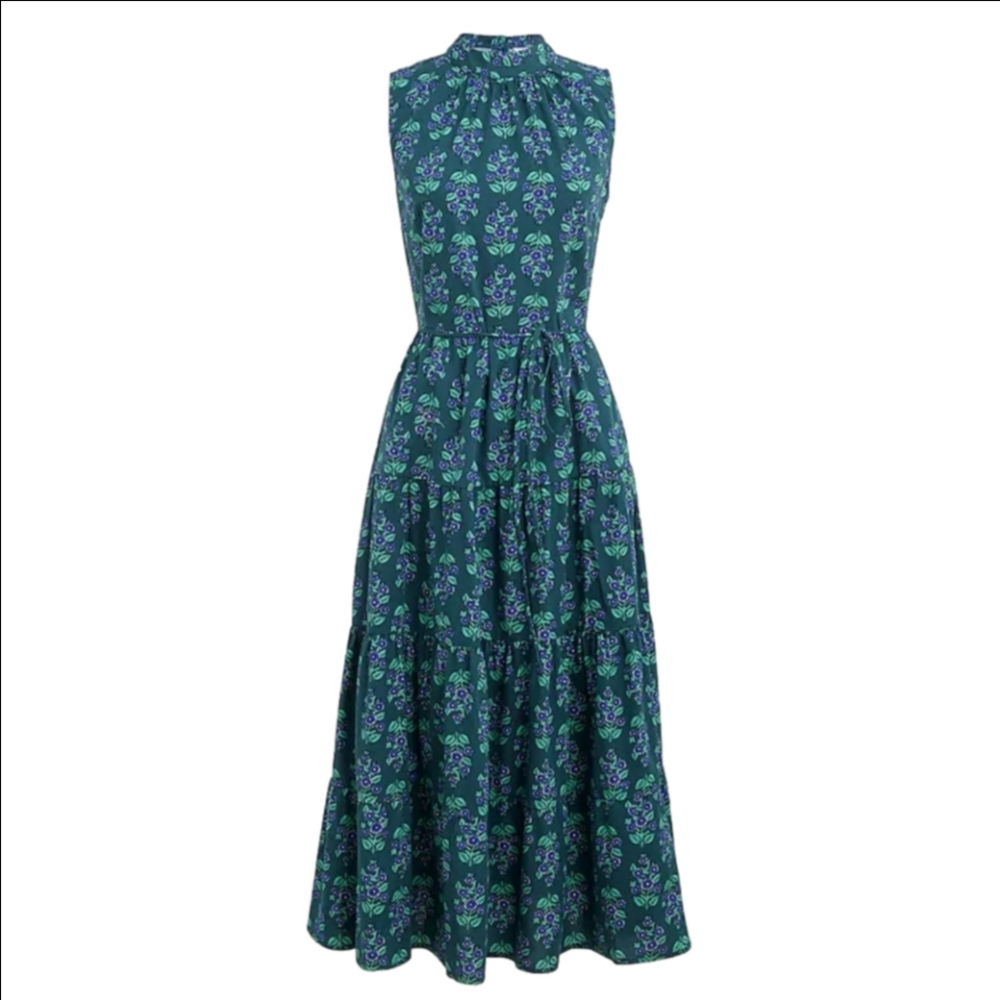 J Crew Factory Printed mockneck tiered midi dress CD299 NWT Size 6 - Picture 1 of 9